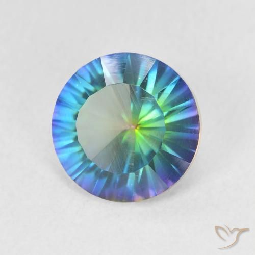 1.42 ct Multicolor Mystic Quartz Stone, Natural Mystic Quartz in Round Concave Cut Shape for Sale