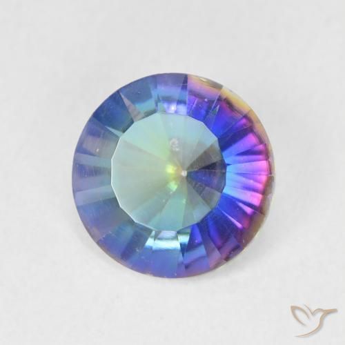 1.76 ct Multicolor Mystic Quartz Stone, Natural Mystic Quartz in Round Concave Cut Shape for Sale