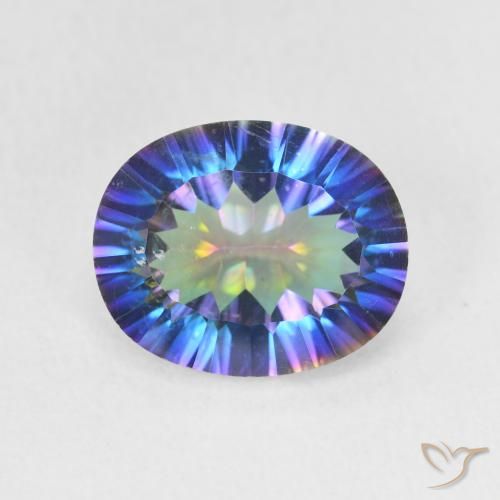 3.26 ct Multicolor Mystic Quartz Gemstone, Mystic Quartz Gem in Oval Concave Cut Shape for Sale.