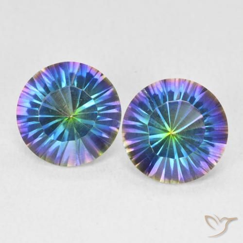 3.24 ct Multicolor Mystic Quartz, 8.1 mm Round Concave Cut From Brazil, Photo A