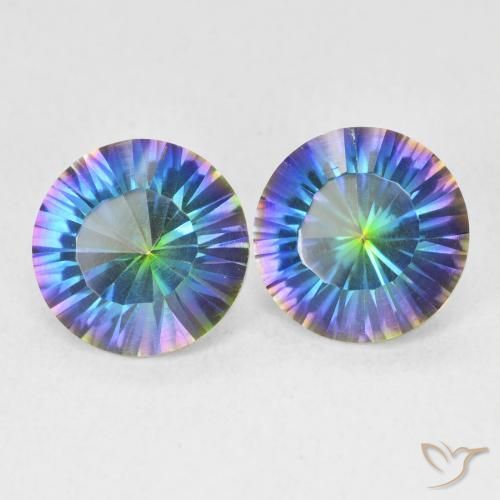3.24 ctw Multicolor Mystic Quartz Stones, Natural Mystic Quartz in Round Concave Cut Shape for Sale