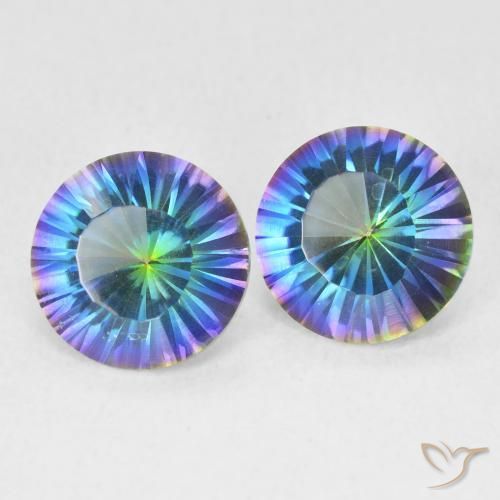 3.26 ctw Multicolor Mystic Quartz Stones, Natural Mystic Quartz in Round Concave Cut Shape for Sale