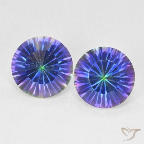 3.46ctw Natural Multicolor Blue Mystic Quartz, Round, VVS-VS