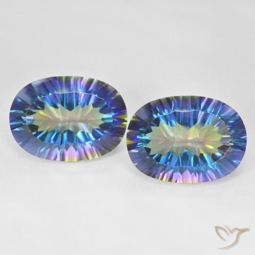 25.03 ct Multicolor Mystic Quartz, 18.2 x 13.3 mm Oval Concave Cut From Brazil, Photo A