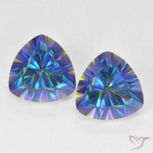 5.35 ct Multicolor Mystic Quartz, 9.1 x 9.1 mm Trillion Concave Cut From Brazil, Photo A