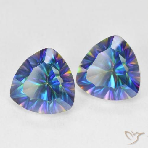 5.35 ctw Multicolor Mystic Quartz Stones, Natural Mystic Quartz in Trillion Concave Cut Shape for Sale