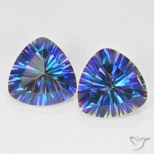 6.06 ct Multicolor Mystic Quartz, 10.1 x 10.1 mm Trillion Concave Cut From Brazil, Photo A