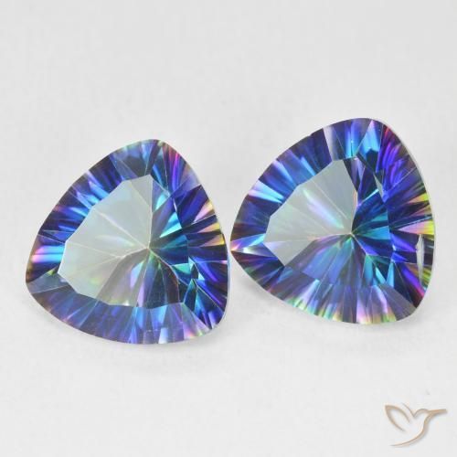 6.06 ctw Multicolor Mystic Quartz Stones, Natural Mystic Quartz in Trillion Concave Cut Shape for Sale