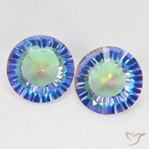 10.50ctw Natural Multicolor Blue Mystic Quartz, Round, VVS-VS