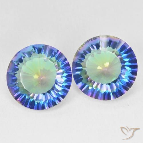 10.50 ctw Multicolor Mystic Quartz Stones, Natural Mystic Quartz in Round Concave Cut Shape for Sale