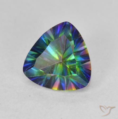 1.14 ct Multicolor Mystic Quartz Stone, Natural Mystic Quartz in Trillion Concave Cut Shape for Sale
