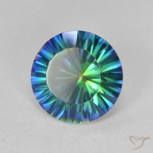 2.20 ct Multicolor Mystic Quartz Stone, Natural Mystic Quartz in Round Concave Cut Shape for Sale