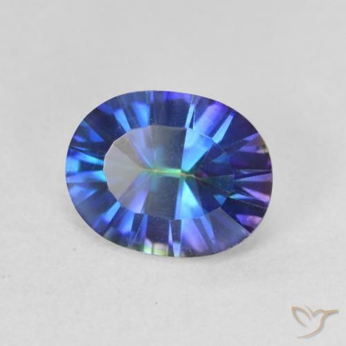 1.75 ct Multicolor Mystic Quartz Stone, Natural Mystic Quartz in Oval Concave Cut Shape for Sale
