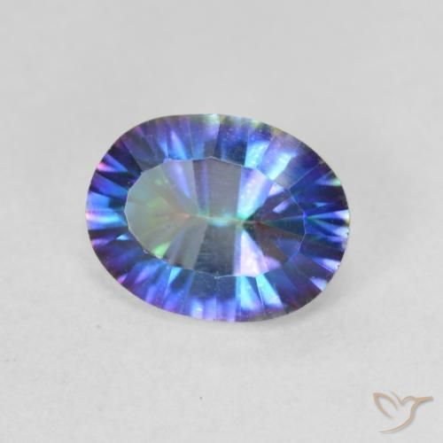 1.72 ct Multicolor Mystic Quartz Stone, Natural Mystic Quartz in Oval Concave Cut Shape for Sale
