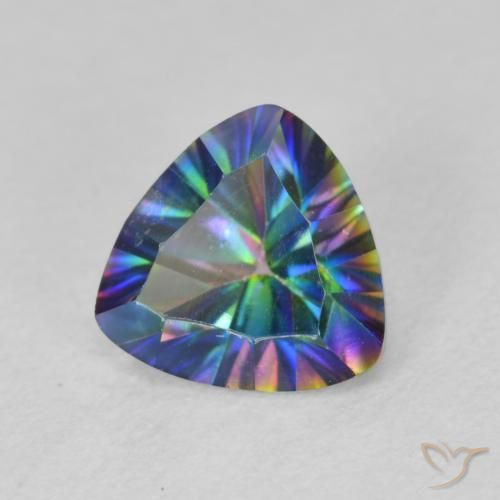 1.02 ct Multicolor Mystic Quartz Stone, Natural Mystic Quartz in Trillion Concave Cut Shape for Sale