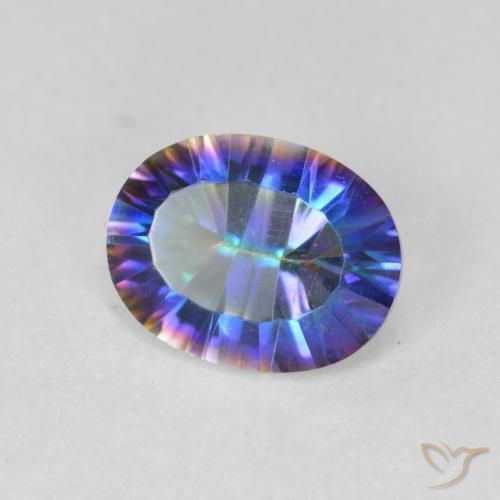 1.64 ct Multicolor Mystic Quartz Stone, Natural Mystic Quartz in Oval Concave Cut Shape for Sale