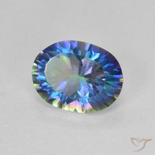 1.84 ct Multicolor Mystic Quartz Stone, Natural Mystic Quartz in Oval Concave Cut Shape for Sale