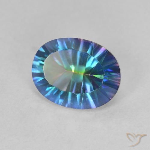 1.73 ct Multicolor Mystic Quartz Stone, Natural Mystic Quartz in Oval Concave Cut Shape for Sale