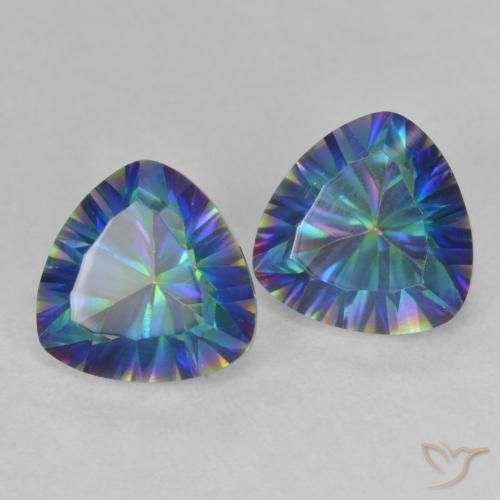 3.66 ctw Multicolor Mystic Quartz Stones, Natural Mystic Quartz in Trillion Concave Cut Shape for Sale