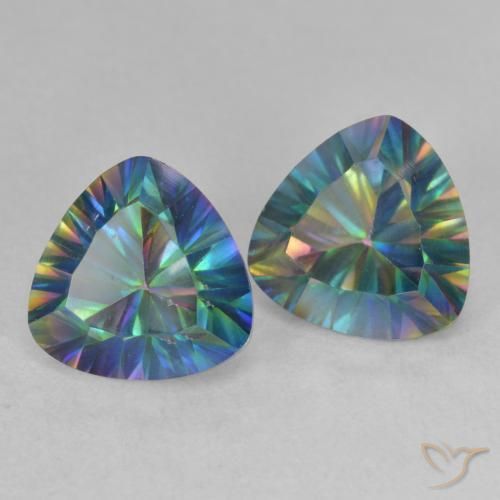 3.72 ctw Multicolor Mystic Quartz Stones, Natural Mystic Quartz in Trillion Concave Cut Shape for Sale