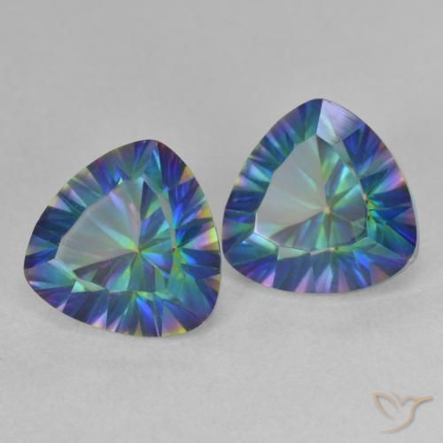 3.73 ctw Multicolor Mystic Quartz Stones, Natural Mystic Quartz in Trillion Concave Cut Shape for Sale