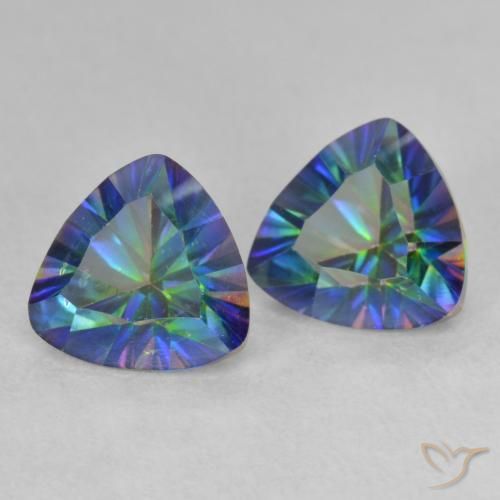 2.24 ctw Multicolor Mystic Quartz Stones, Natural Mystic Quartz in Trillion Concave Cut Shape for Sale