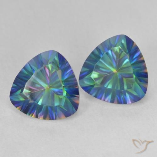 3.70 ctw Multicolor Mystic Quartz Stones, Natural Mystic Quartz in Trillion Concave Cut Shape for Sale