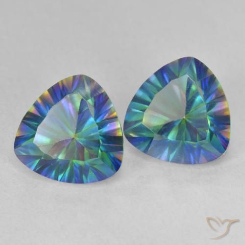 3.75 ctw Multicolor Mystic Quartz Stones, Natural Mystic Quartz in Trillion Concave Cut Shape for Sale