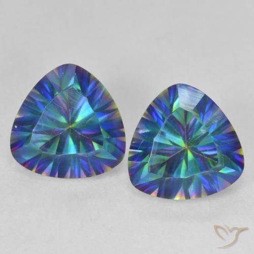 3.74ctw Natural Multicolor Blue Mystic Quartz, Trillion, VVS-VS