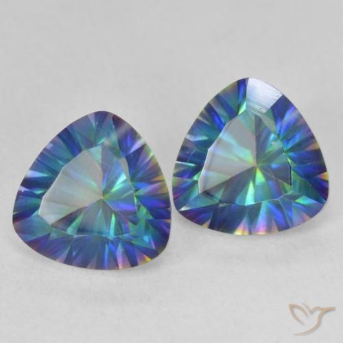 3.74 ctw Multicolor Mystic Quartz Stones, Natural Mystic Quartz in Trillion Concave Cut Shape for Sale