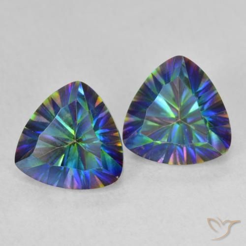 2.28 ctw Multicolor Mystic Quartz Stones, Natural Mystic Quartz in Trillion Concave Cut Shape for Sale