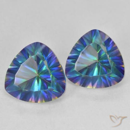 3.89 ctw Multicolor Mystic Quartz Stones, Natural Mystic Quartz in Trillion Concave Cut Shape for Sale