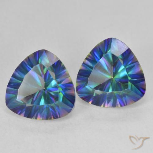 3.67 ctw Multicolor Mystic Quartz Stones, Natural Mystic Quartz in Trillion Concave Cut Shape for Sale