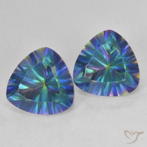 3.71 ctw Multicolor Mystic Quartz Stones, Natural Mystic Quartz in Trillion Concave Cut Shape for Sale