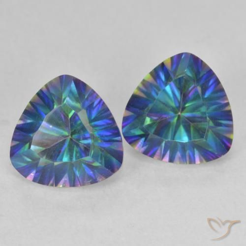 3.78 ctw Multicolor Mystic Quartz Stones, Natural Mystic Quartz in Trillion Concave Cut Shape for Sale