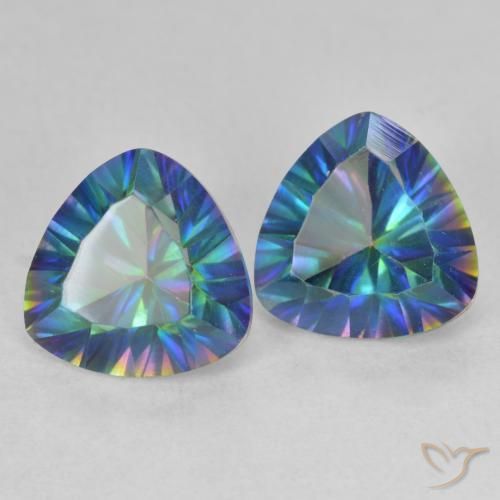 3.60 ctw Multicolor Mystic Quartz Stones, Natural Mystic Quartz in Trillion Concave Cut Shape for Sale