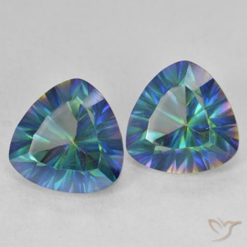3.65 ctw Multicolor Mystic Quartz Stones, Natural Mystic Quartz in Trillion Concave Cut Shape for Sale
