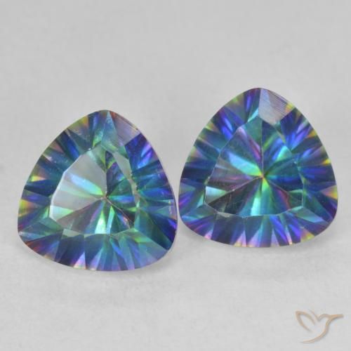 3.64 ctw Multicolor Mystic Quartz Stones, Natural Mystic Quartz in Trillion Concave Cut Shape for Sale