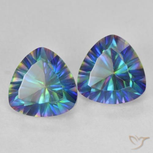 3.60 ctw Multicolor Mystic Quartz Stones, Natural Mystic Quartz in Trillion Concave Cut Shape for Sale