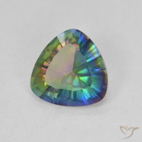 1.26 ct Multicolor Mystic Quartz Stone, Natural Mystic Quartz in Trillion Concave Cut Shape for Sale