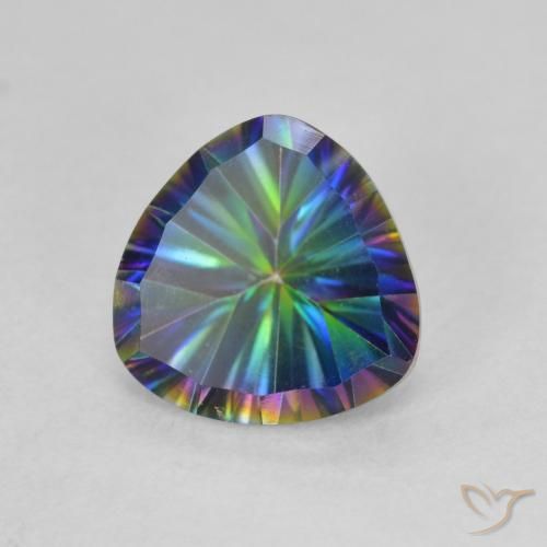 1.59 ct Multicolor Mystic Quartz Stone, Natural Mystic Quartz in Trillion Concave Cut Shape for Sale