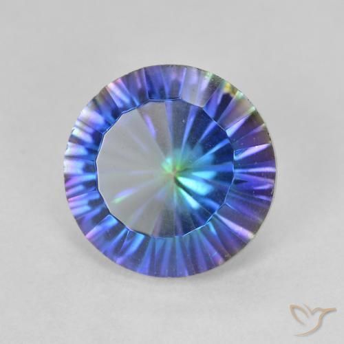 3.19 ct Multicolor Mystic Quartz Stone, Natural Mystic Quartz in Round Concave Cut Shape for Sale
