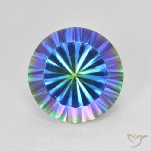 3.76 ct Multicolor Mystic Quartz Gemstone, Mystic Quartz Gem in Round Concave Cut Shape for Sale.