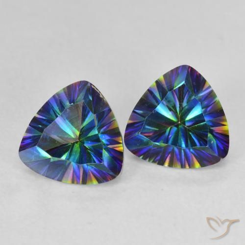 2.28 ctw Multicolor Mystic Quartz Stones, Natural Mystic Quartz in Trillion Concave Cut Shape for Sale