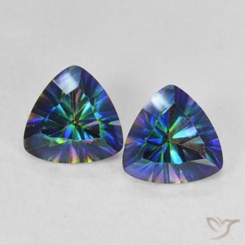 1.38 ctw Multicolor Mystic Quartz Gemstones, Mystic Quartz Gems in Trillion Concave Cut Shape for Sale.