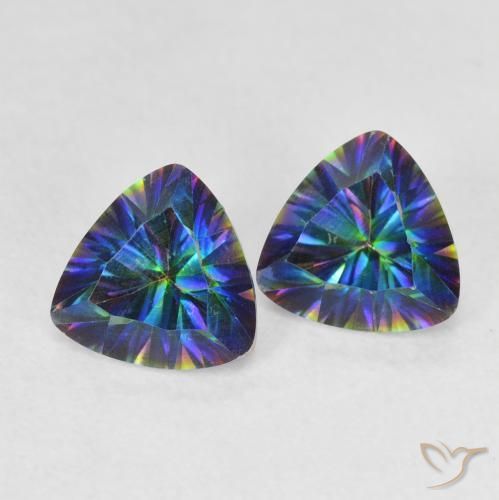 1.41 ctw Multicolor Mystic Quartz Stones, Natural Mystic Quartz in Trillion Concave Cut Shape for Sale