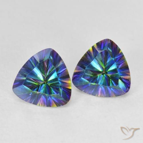 2.14 ctw Multicolor Mystic Quartz Stones, Natural Mystic Quartz in Trillion Concave Cut Shape for Sale