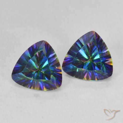 1.45 ctw Multicolor Mystic Quartz Stones, Natural Mystic Quartz in Trillion Concave Cut Shape for Sale