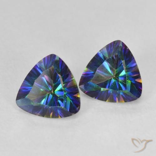 1.44 ctw Multicolor Mystic Quartz Stones, Natural Mystic Quartz in Trillion Concave Cut Shape for Sale