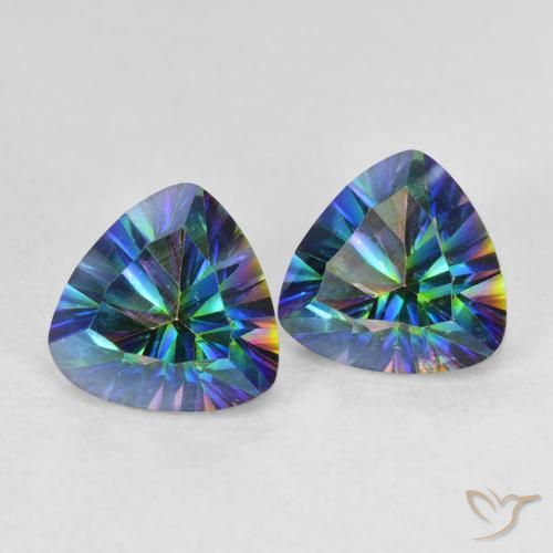 2.25 ctw Multicolor Mystic Quartz Stones, Natural Mystic Quartz in Trillion Concave Cut Shape for Sale